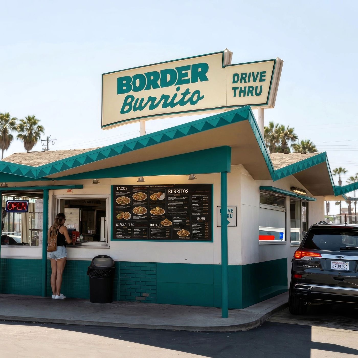 Concept rendering of a retro Border Burrito drive-thru building